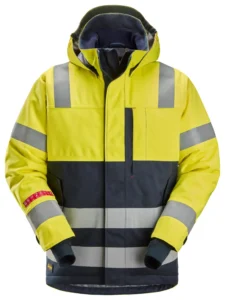 ProtecWork, flammehæmmende High-Vis vandtæt vinterjakke med hætte, klasse 3