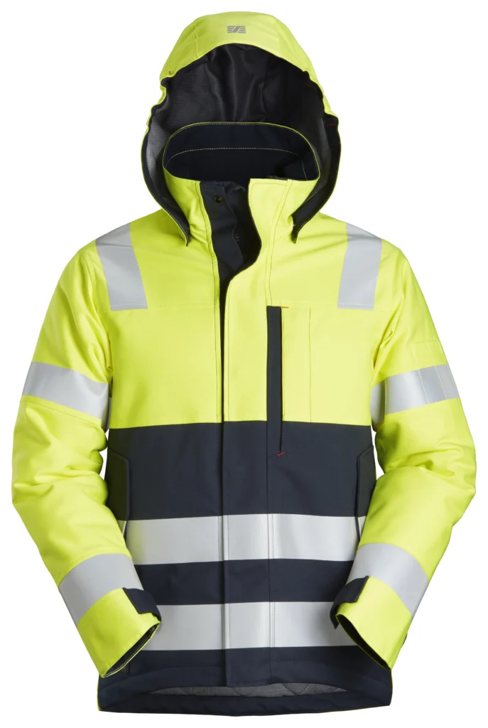ProtecWork, flammehæmmende High-Vis vinterjakke med hætte, klasse 3
