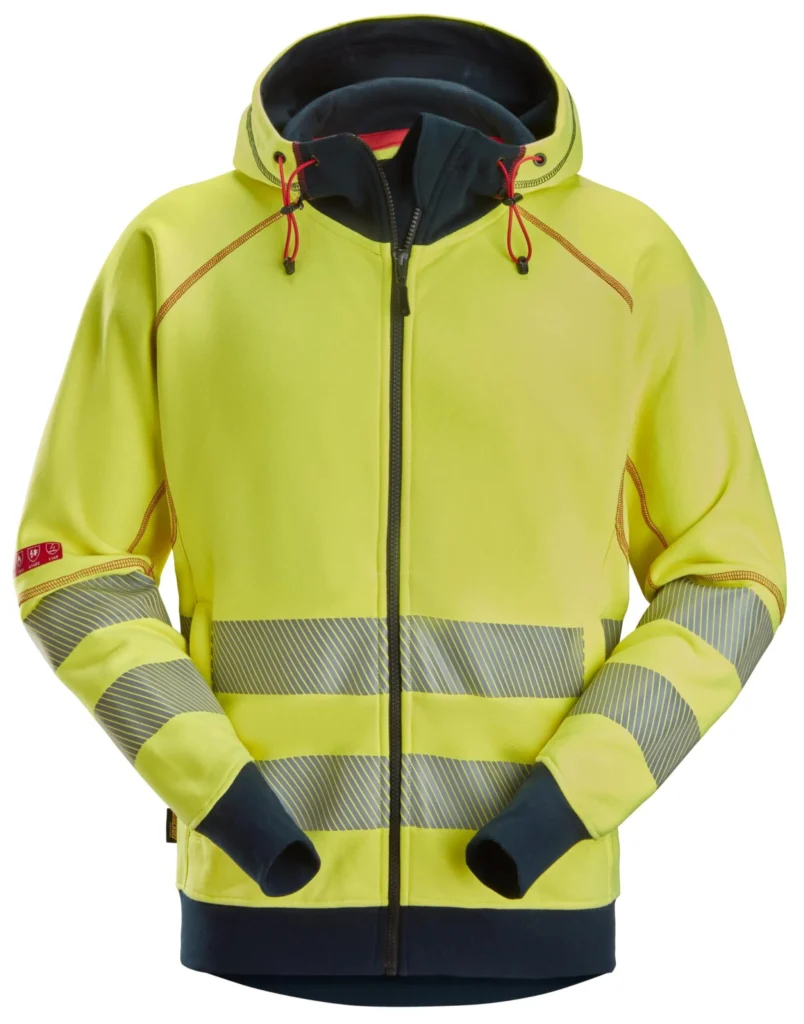 ProtecWork, High-Vis lysbuebeskyttende hættetrøje med gennemgående lynlås, klasse 3/2