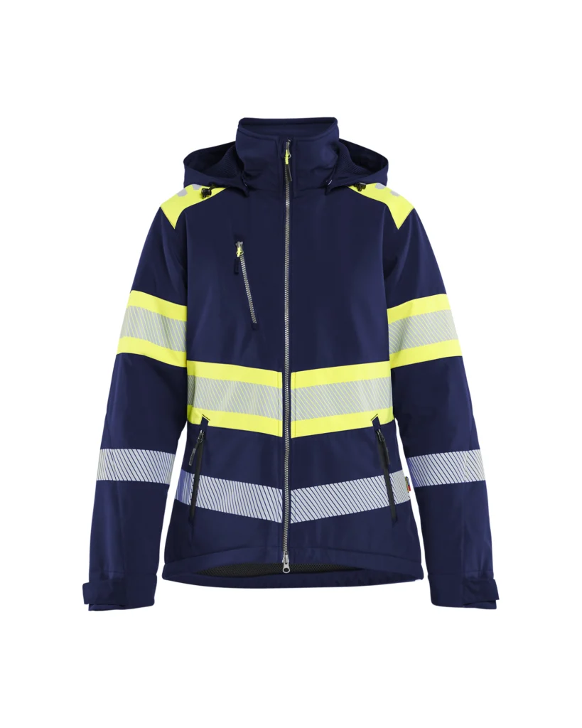 Dame softshelljakke vinter high vis letforet