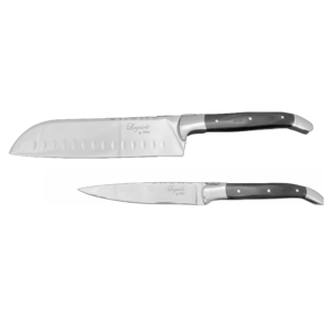 Laguiole By Hâws Santoku + universalkniv sort træ
