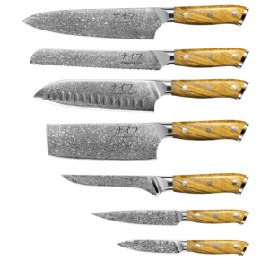 Damascus by Hâws Knivsæt 7 stk. Oliventræ