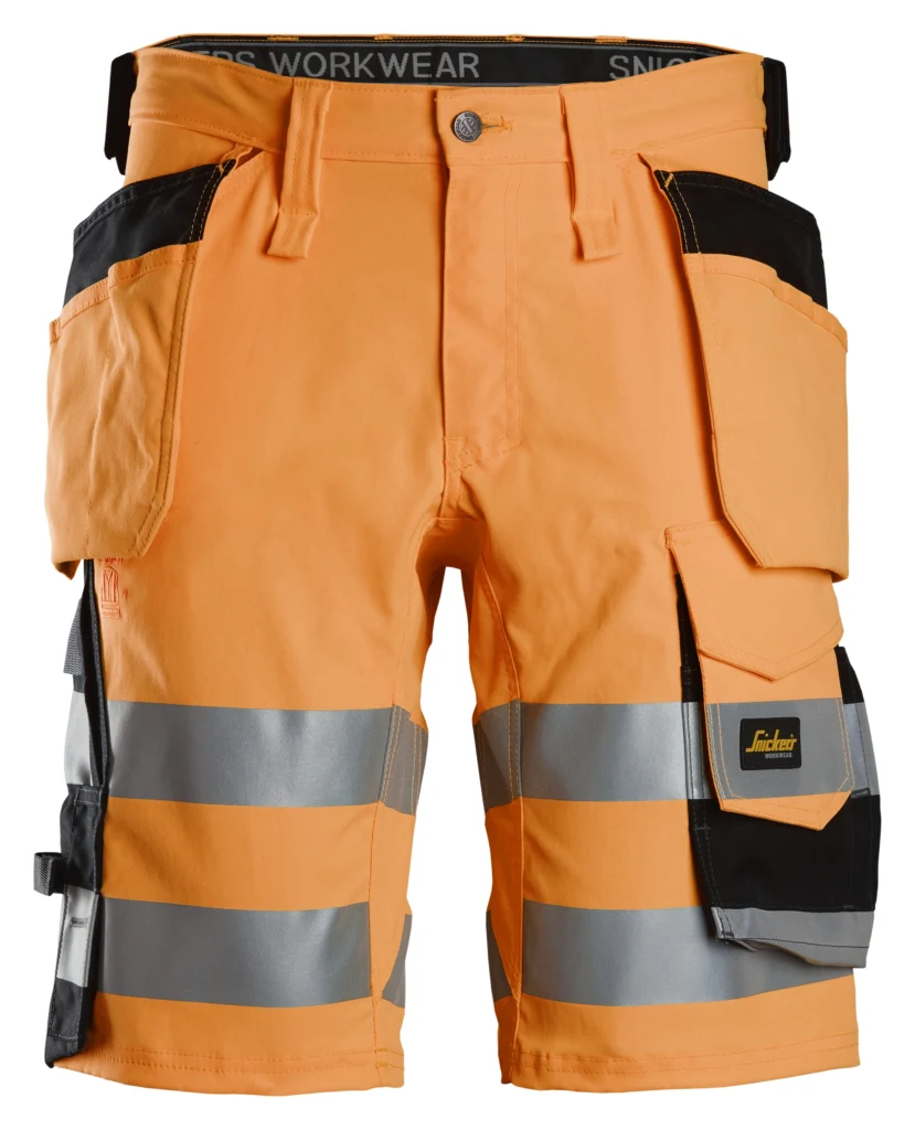 High-Vis arbejdsshorts med stretch og hylsterlommer, klasse 1