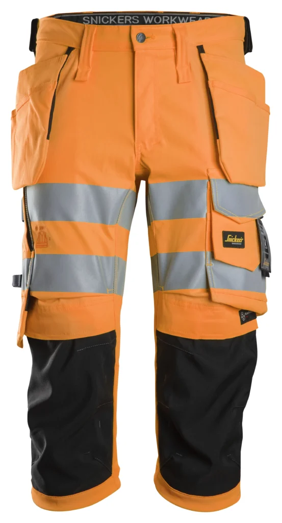 High-Vis stretch piratbukser med hylsterlommer, klasse 1/2