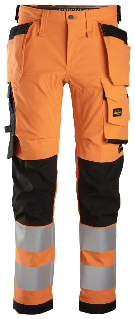 High-Vis stretch bukser med hylsterlommer, klasse 2