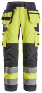 ProtecWork, flammehæmmende High-Vis arbejdsbukser med hylsterlommer og ens lårlommer, klasse 2