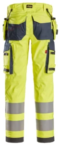 ProtecWork, flammehæmmende High-Vis arbejdsbukser i stretch med hylsterlommer, klasse 2