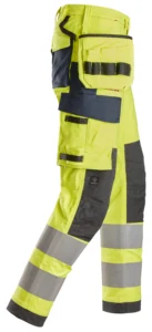 ProtecWork, flammehæmmende High-Vis arbejdsbukser i stretch med hylsterlommer, klasse 2