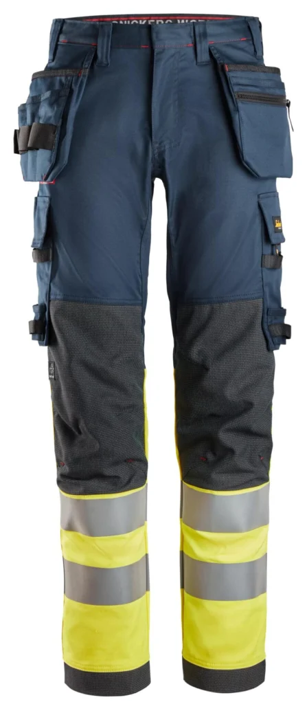 ProtecWork, High-Vis stretch arbejdsbukser med hylsterlommer, klasse 1