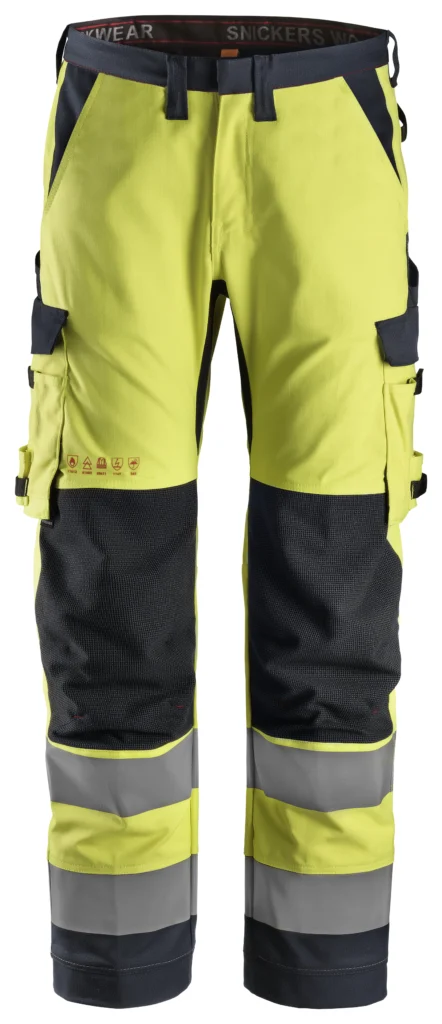 ProtecWork, flammehæmmende High-Vis arbejdsbukser med ens lårlommer, klasse 2