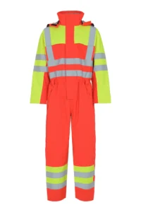 Brandhæmmende Hi-Vis heldragt i kraftigt slidstærkt materiale