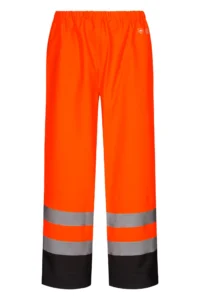 Brandhæmmende Hi-Vis regnbukser i kraftig PU/PVC kvalitet