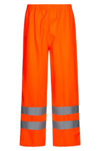 Brandhæmmende Hi-Vis regnbukser i kraftig PU/PVC kvalitet