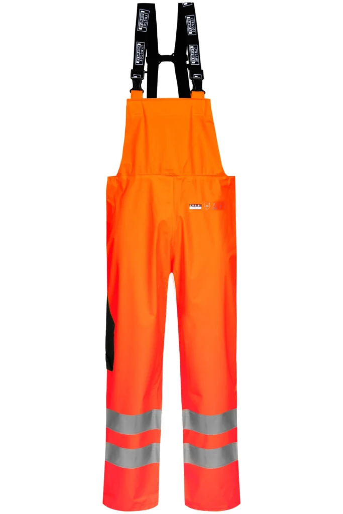 Brandhæmmende Hi-Vis regnoveralls i kraftig PU/PVC kvalitet