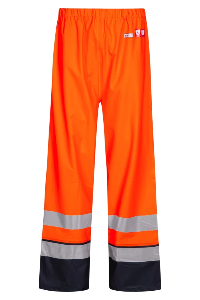 Brandhæmmende Hi-Vis regnbukser i PU kvalitet