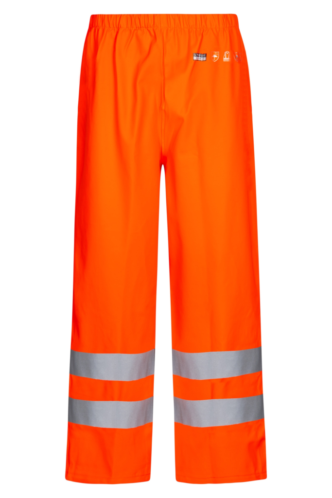 Brandhæmmende Hi-Vis regnbukser i PU kvalitet