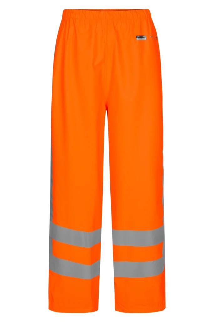 Brandhæmmende Hi-Vis regnbukser i PU kvalitet med RWS-reflekser