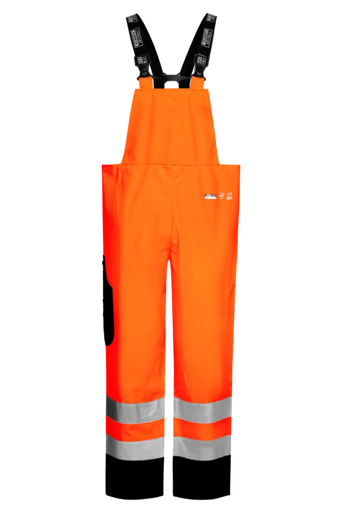 Brandhæmmende Hi-Vis regnoveralls i kraftig PU kvalitet