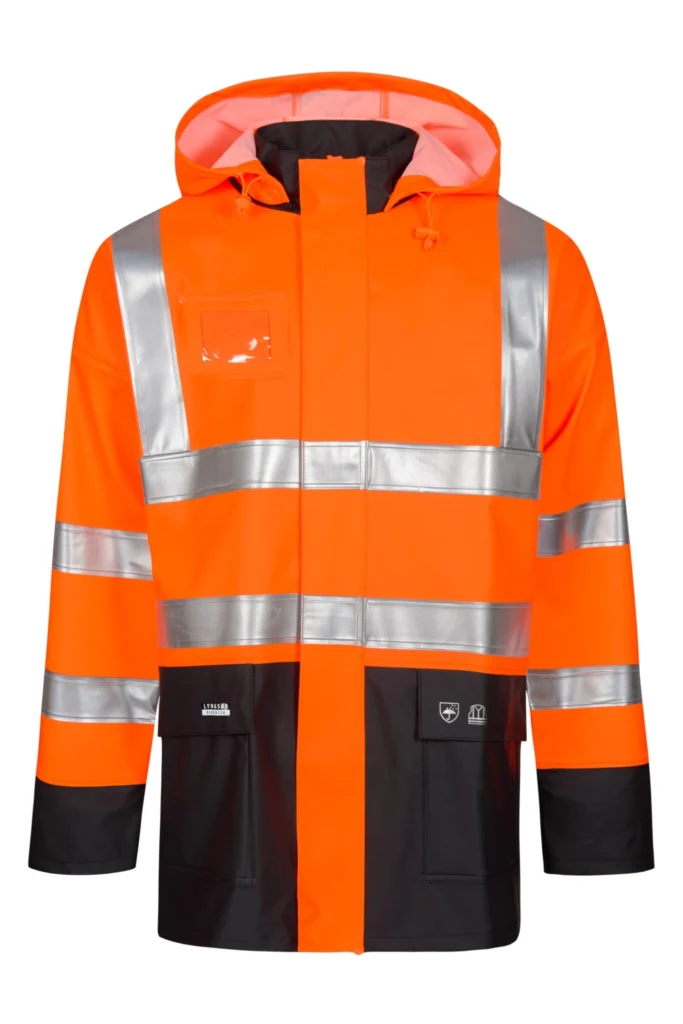 Hi-Vis regnjakke i kraftig PU/PVC kvalitet