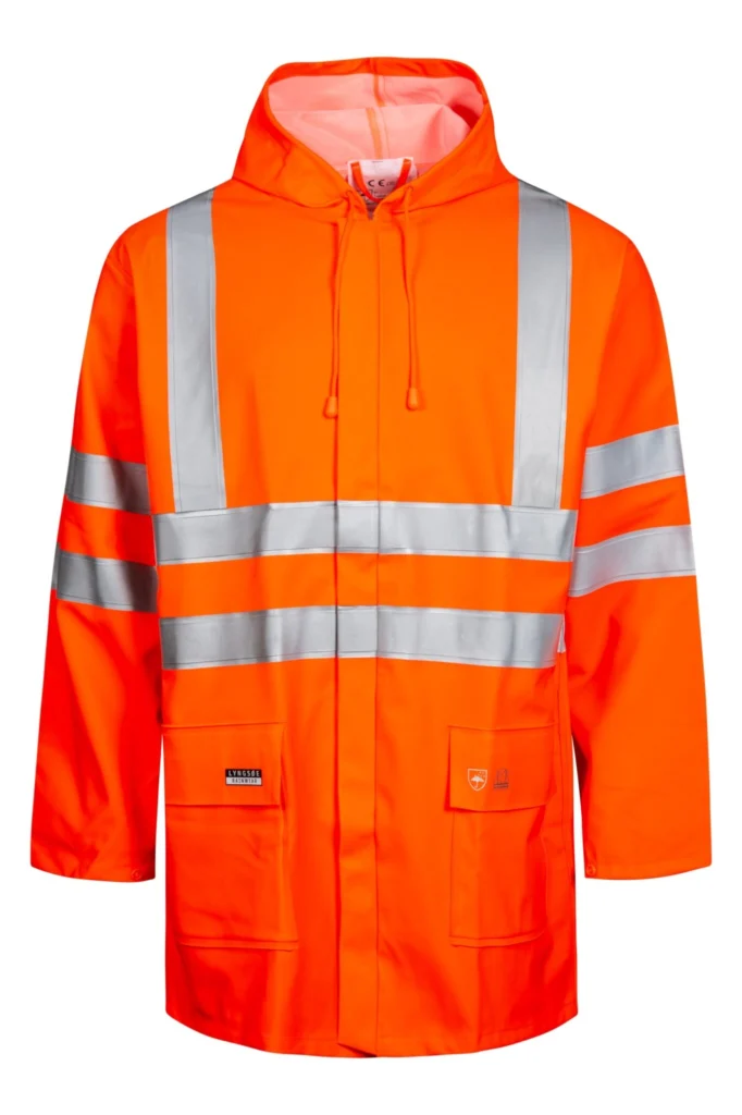 Hi-Vis regnjakke i kraftig PU/PVC kvalitet